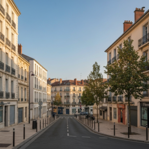 Vue aérienne de Les Ulis avec texte 'Estimation Gratuite'
