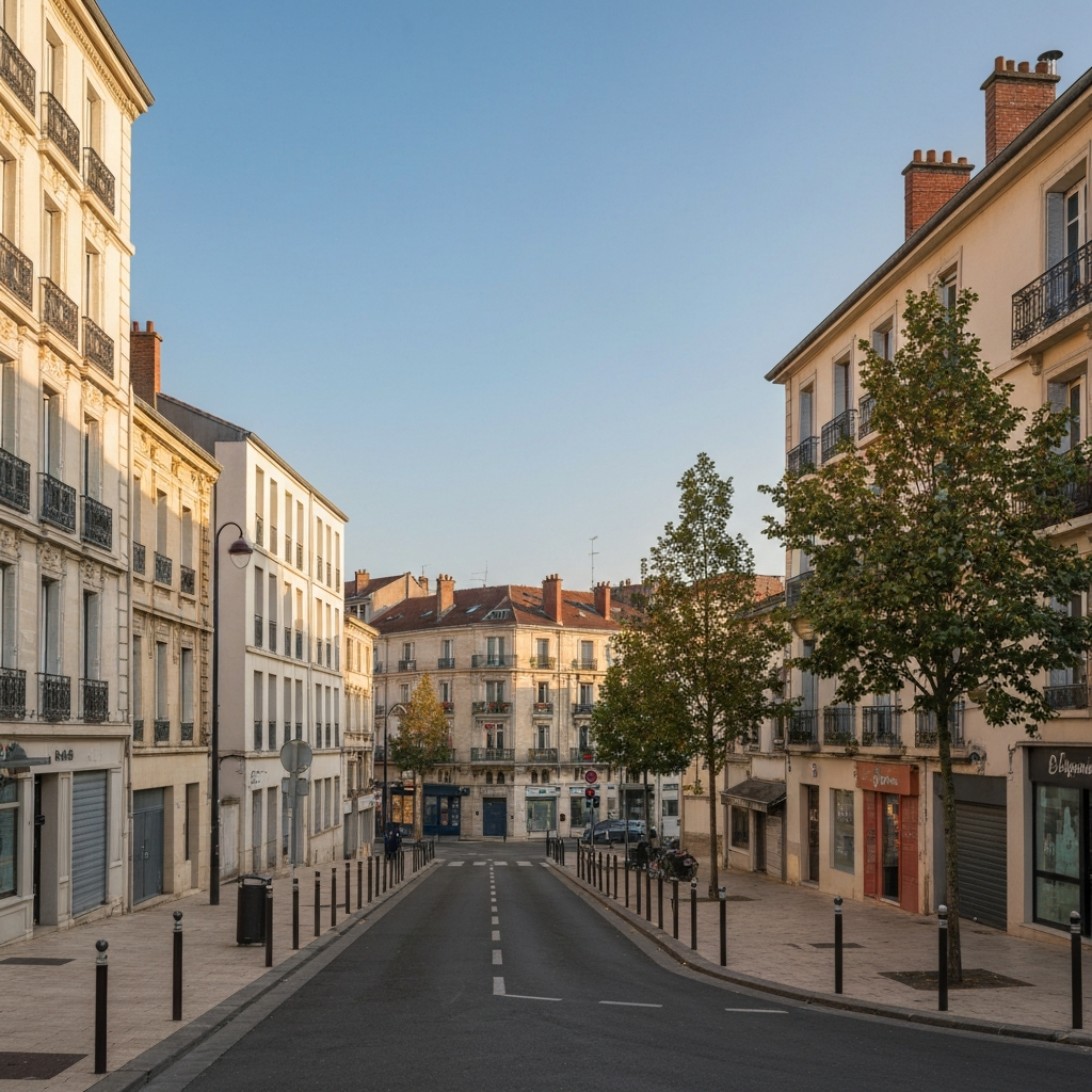 Vue aérienne de Les Ulis avec texte 'Estimation Gratuite'